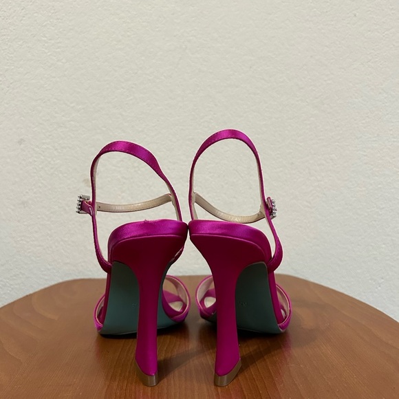 Betsey Johnson Fuchsia Blue Bottom Women's Size 6.5 Heels Formal Pearl Toe Strap - Picture 8 of 11